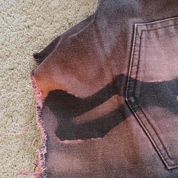 1 of a kind cheap monday cut off shorts reverse tie dye and stencil - Picture 9 of 9
